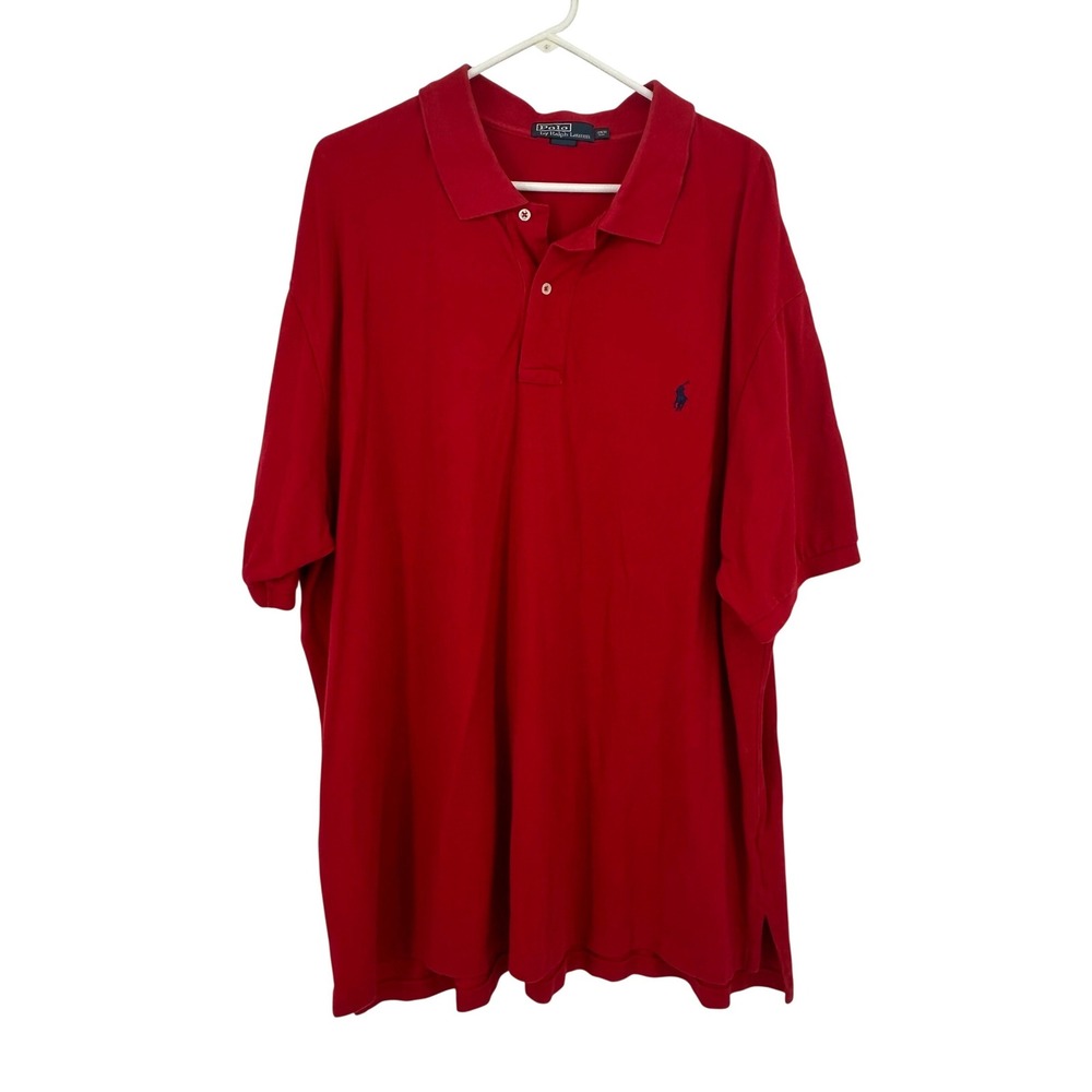 Polo Ralph Lauren Mens Red Short Sleeve Pique Polo Shirt 3XB Big Pony Logo